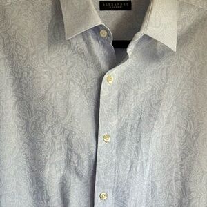 Beautiful Alexandre London Light Blue Jacquard Men’s Dress Shirt 100% Cotton